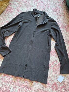 Eileen Fisher Brown Longline Zip Cardigan